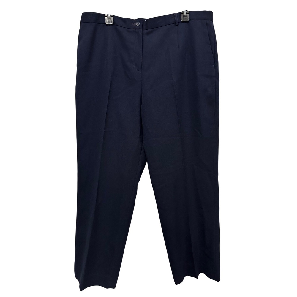 Pendleton Womens Navy Blue 100% Virgin Wool High Rise Straight Leg Trousers 18